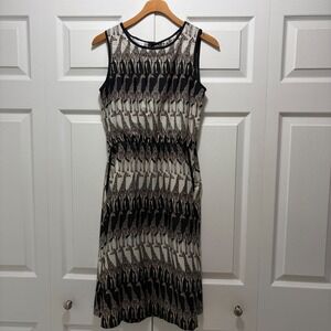 Frock Shop Giraffe Print Silk Blend Sleeveless Midi Dress Black Cream Small